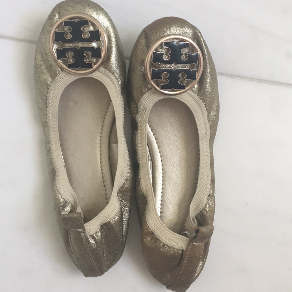 Tory Burch gold flats